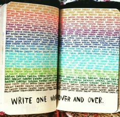 an open book with writing on it and the words write one whoever and over them