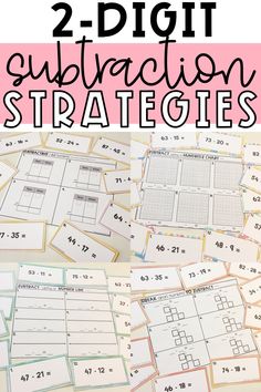 two digit subtraction activities for students to practice subtraction in the classroom