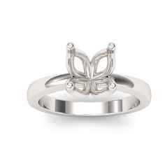 This solitaire has subtle design elements that give it a floral undertone. Known as the tulip style setting, this ring has prongs that look like flower petals when viewed from the side. The view from the top looks like a simple four-prong solitaire. This is for the setting only no stones Being a full-service custom jeweler we can make it your way! ◆ Stone Shape: Round 6.5mm Round ◆ Metal Weight: 4.5 grams ◆ Style: 4 Prong Solitaire ◆ Approx. Shoulder Width: 2.4mm ◆ Approx. Shank Base Width: 2.8m Elegant Butterfly Ring With Prong Setting For Wedding, Silver Butterfly Ring With Prong Setting, Tulip Basket Engagement Ring With Oval Shaped Solitar, Tulip Setting Engagement Ring, Tulip Ring Setting, Ring Mountings, Flower Petals, Solitaire Ring, Heart Ring