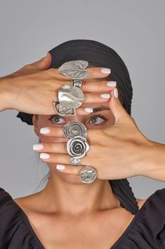 Big Rings For Women, Plus Boho, Abstract Ring, Chunky Silver Jewellery, Rings Chunky, Large Rings, Statement Rings Unique, Chunky Silver Rings, Alternative Jewelry