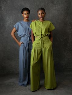 The matching set to wear all summer long: Babayo’s green linen co-ord features a short-sleeved crop top with a drawstring hem and matching high-waisted, pleated pants. The Lagos-based brand produces all pieces locally using sustainably sourced materials, empowering local communities. Style yours with flats for garden lounging or heels for a chic brunch. - Two-piece set- Collarless short-sleeve shirt with concealed front button fastening and a cropped drawstring hem- High-waisted pants with a loo Fall Outfits Office, Aesthetic Uniform, Uniform Outfits Ideas, Good Stickers, College Outfits Fall, Linen Summer Outfits, Drawstring Crop Top, Dress Stole, Co Ords Outfits