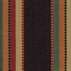 an orange, brown and green striped rug with black stripes on it's sides