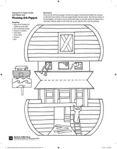 a paper cut out of a boat with instructions on how to build the house and what to put in it