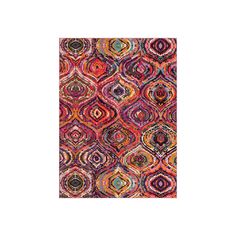 a colorful rug with an abstract design on the front and back side, in multicolors