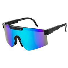 One-pieced lens.Frames comes in matte black, red, blue, and white with assorted colored paint patterns and black nose parts.Lenses comes in assorted colored revo mirror lens mixed in a dozen.PC lens. Blue Fire Sunglasses, Sporty Blue Sunglasses With Mirrored Lenses, Blue Gradient Lenses Sports Sunglasses, Blue Polarized Sports Sunglasses, Blue Anti-reflective Sunglasses For Sports, Paint Patterns, Wrap Sunglasses, Black Nose, Home Sport