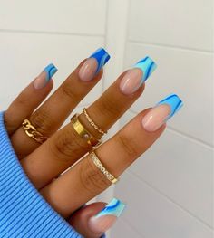 Broken Nails, Blue Acrylic Nails, Smink Inspiration, Her Nails, Summer Acrylic Nails, Square Acrylic Nails, Fire Nails