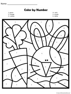 the color by number worksheet for easter