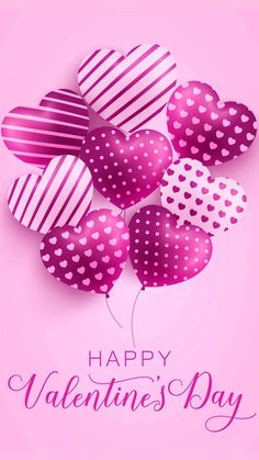 happy valentine's day card with heart balloons