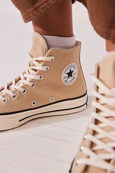 Khaki Converse, Tan Converse, High Top Converse, Shoes Photography, Recycled Canvas, Chuck 70, Brown Sneakers, Hi Top, Converse High