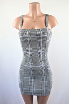 Size: L Dress Square Neck, Houndstooth Dress, Black Houndstooth, Square Neck, Final Sale, Blue Black, Lace Up, Plaid, Mini Dress