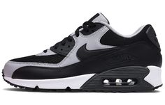 Nike Air Max 90 Essential Wolf Grey Black 537384-053 Chucks Shoes, Nike Air Max 90 Black, Air Max 90 Black, Shoes 2021, Mens Athletic Shoes, Athletic Running, New Nike Air, Gym Shoes, Best Sneakers