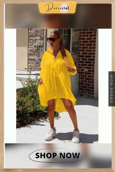 Solid-color Long Sleeve Loose Fitting Knotted Shirt Dress Spring Oversized Solid Color Shirt Dress, Casual Long Sleeve Shift Shirt Dress, Oversized Solid Color Shirt Dress For Spring, Casual Collared Shirt Dress In Solid Color, Casual Collared Solid Color Shirt Dress, Casual Solid Color Shirt Dress For Summer, Solid Color Button-up Shirt Dress For Beach, Button-up Solid Color Shirt Dress For Beach, Button-up Shirt Dress In Solid Color For Beach