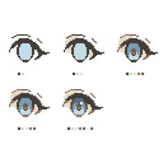 pixelated eyes with different shapes and sizes