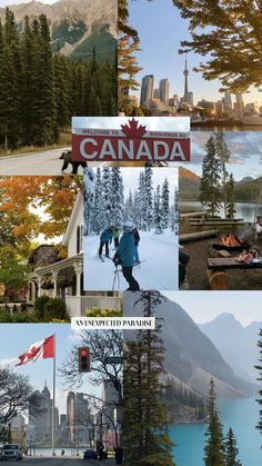 the collage shows many different scenes in canada