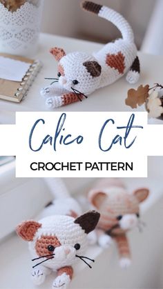 crochet calico cat pattern is shown here