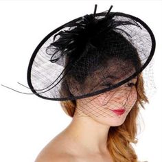 New Dressy Formal Church Feather Fascinator Hat Black. Feather & Bow Trim Fascinator Weight 4.8 Oz Crown Height 5 X Brim 7.5 Inches 100% Sinamay Fitted Black Fascinator For Evening, Black Fitted Fascinator For Evening, Elegant Summer Fascinator With Feather Trim, Black Fitted Fascinator For Party, Fitted Black Fascinator For Party, Black Fascinator For Evening, Fitted Black Chic Fascinator, Black Fitted Chic Fascinator, Chic Black Fitted Fascinator