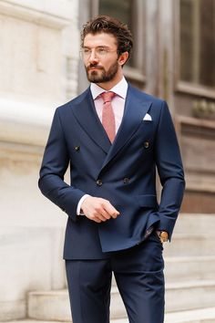 Double Breasted Navy Suit, Navy Double Breasted Suit, Double Breasted Suit Men, Suit Styles, Slim Fit Suit Men