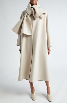 Max Mara Pepaia Alpaca Blend Long Coat with Removable Cape | Nordstrom Shawl Coat Outfit, Max Mara Style, Soft Dramatic Coat, One Seam Coat, Cape Top Outfits, Unique Coats, Ethereal Style, Cape Outfit, Contemporary Upholstery Fabric