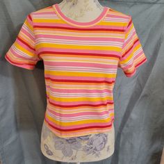 Wild Fable Tee Nwt Smoke-Free Home Pink Spring Crew Neck Shirt, Pink Crew Neck Shirt For Spring, Cropped Tee, Wild Fable, Crop Tee, Orange Pink, Pink Orange, Color Orange, Pink And Orange