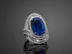 A sapphire, diamond and 18k white gold ring, by Leysen, accompanied by a Gubelin certificate stating that the 17.52 cts sapphire, origin Burma, shows no indication of heating. Gemstone Diamond Ring, Big Party, Sapphire Diamond Ring, Bling Rings, Sapphire Jewelry, White Gold Ring, Party Jewelry, Gems Jewelry, Dream Jewelry