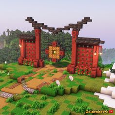 Japanese Minecraft Ideas, Minecraft Building Ideas Japanese, Minecraft Garden, Rumah Minecraft Sederhana, Minecraft Structures, Minecraft Interior Design