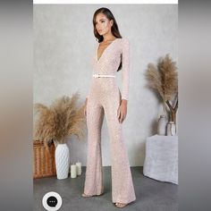 Nadine Merabi Hand Embellished Sequin Jumpsuit. New With Tags! Moody Sky, Nadine Merabi, Jessica White, Belted Skirt, Weddings Dresses, Statement Outfit, Evening Jumpsuit, Holiday Hotel, Colorful Jumpsuit