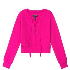 Selling Brand New With Tag Victoria Secret Cotton Fleece Lace Up Crewneck Size Extra Large Hot Pink ( Berry Blush) Crewneck Sweater With Long Sleeve And Logo Patch Lace Up Style 60% Cotton And 40% Polyester Retail $49.50 Price Firm Pet Free Smoke Free Home Cheap Victoria's Secret Loungewear Tops, Cheap Victoria's Secret Tops For Loungewear, Black Sweatshirt Women, Berry Blush, Victoria Secret Pink Sweatshirts, Lounge Sweater, Cream Knit Sweater, Cropped Crewneck, Thick Sweaters