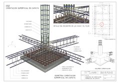 an architectural drawing of a building with scaffoldings and details for the structure