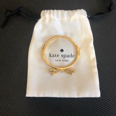 Nwot Gold Kate Spade Bangle With Pave Crystals. Never Worn. Includes Duster Bag. Spring Gift Jewelry By Kate Spade, Chic Kate Spade Gold Bracelets, Chic Gold Kate Spade Bracelets, Kate Spade Bangle, Large Bow, Spade Jewelry, Kate Spade Jewelry, Womens Jewelry Bracelets, Kate Spade