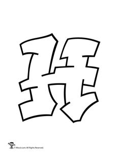 the letter f is made up of black and white graffiti