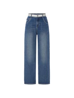 MO&Co. Women's High Waist Straight Cotton Jeans Features : - High waist and contrast waistband - Loose straight-leg pantsCode: MBB3JENT22The back length of size M/27 is 108cm MATERIALS & CARE : Material: 100% CottonUse a washing machine at the mild process of 30℃ Do not bleach, hang to dry Iron and dry at low temperature Do not dry clean, do not expose to the sun Wash separately, do not soakTips: The denim product has a slight color fading, which is a normal phenomenon.REMINDER: All items are me Casual Belted Bottoms In Denim Blue, Casual Denim Blue Belted Bottoms, High Waist Belted Denim Bottoms, High-rise Belted Denim Blue Bottoms, High Rise Belted Denim Blue Bottoms, High Rise Belted Denim Bottoms, Casual Straight Leg Belted Jeans, Casual High Rise Belted Pants, Casual Mid-rise Belted Jeans