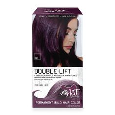 Splat Double Lift Permanent Bold Hair Color  | Violet Vibes Hair Dye For Dark Hair, Hair Color For Dark Hair, Dye For Dark Hair, Color For Dark Hair, Deep Purple Hair, Lightening Dark Hair, Violet Vibes, Splat Hair Color, Purple Hair Dye