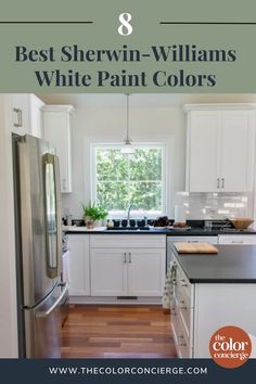 the best shelving - williams white paint colors for kitchen cabinets and countertops with text overlay that reads 8 best shelving