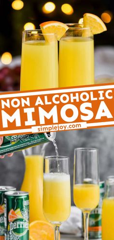 Non Alcoholic Mimosa, summer drinks, non alcoholic drink recipes Non Alcoholic Mimosa Recipe, Mimosa Mocktail, Non Alcoholic Mimosa, Yummy Summer Drinks, Kid Friendly Drinks, Alcohol Free Drinks, Drink Recipes Nonalcoholic