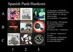 spanish punk / hadore poster with the names and dates for their album cover art