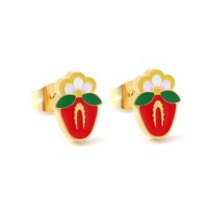 Strawberry Native Floral 18k Gold Plated earring Studs Native Heart Berry (Strawberry)   otêhimin, I love you! Like a strawberry, kisâkihitin The heart Berry ❤️ Many cultures consider the strawberry plant to be a woman's medicine. It is used to teach young women about creation, community and love.   Size is 10mm Gold Earrings With Fruit Design For Gift, Sweet Gold Earrings For Gift, Native Strawberry, Native Fashion, Native Necklace, Strawberry Plant, Silver Star Earrings, Unique Gifts For Mom, Journal Quotes