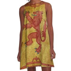 Loose-fit, mid-length sleeveless dress with silky handfeel. Printed on both sides. Machine washable. Size range XS-2XL. The lion is a common charge in heraldry. It traditionally symbolises courage, nobility, royalty, strength, stateliness and valour, because historically it has been regarded as the "king of beasts". Dress For Sale, The Lion, The King, Mid Length, Dresses For Sale, A Line Dress, Lion, Sleeveless Dress, Royalty