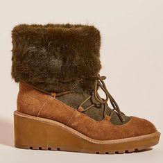 New In Box, Anthropologie, Cecilia New York Graham Shearling Wedge Boots. Suede & Shearling Upper. Cozy Shearling Lining & Insole To Keep Your Toes Warm & Cozy When Braving The Elements! Rubber Sole & Heel. So Stylish & Functional! 3" Heel 5" Shaft White Leather Booties, Hunter Rain Boots, Green Fur, Boots Suede, Chelsea Rain Boots, Shearling Boots, Leather Footwear, Wedge Ankle Boots, Anthropologie Shoes