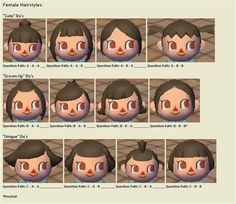 an animation character's face with different facial expressions and hair styles for each individual