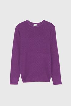 ZARA - Male - Textured knit sweater - Lilac - M Textured Knit Sweater, Textured Knit, Knitted Tshirt, Knitted Sweaters, Lilac, Zara, Short Sleeves, Knitting, T Shirt