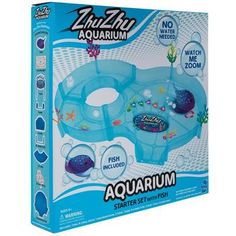 an aquarium toy set with fish and bubbles in it's packaging, the box is open