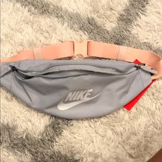 Brand New Light Grey With Pink Strap Back Pocket Inside Small Pocket Trendy Nike Travel Bag, Nike Pink Bag For Daily Use, Sporty Pink Nike Bag, Nike Sporty Pink Bag, Nike Sling Bag, Nike Mesh Backpack, Black Nike Backpack, Nike Crossbody Bag, Pink And Black Nikes