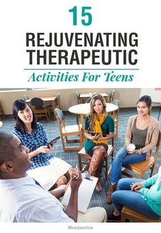 15 Rejuvenating Therapeutic Activities For Teens Group Activities For Teens, Teen Therapy Activities, Counseling Teens, Adolescent Therapy, Teen Issues, Therapeutic Recreation, Mental Health Activities