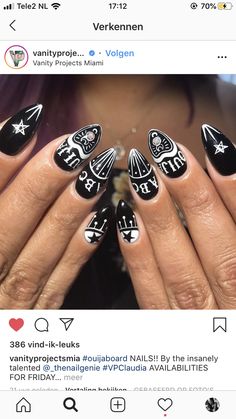 Planchette Nails, Ouji Board Nails, Punk Rock Nails, Ouji Board, Nails Spooky, Rock Nails