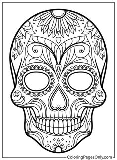 a sugar skull coloring page for adults