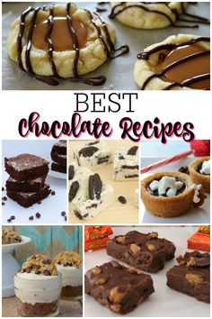 the best chocolate recipes for desserts, cookies, and cupcakes are in this collage