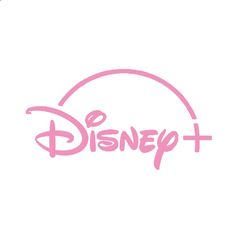 the disney plus logo is shown in pink