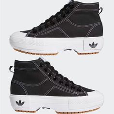 Nwt In Original Box Adidas Nizza Treak Shoe Sneakers Size 7 Color: Core Black/Cloud White Pictures Taken With And Without Flash On Nizza Trek Shoes, Adidas Nizza Trek, Platform Shoes Sneakers, Adidas Nizza, Color Core, Black Clouds, Shoes Adidas, Cloud White, Adidas Online