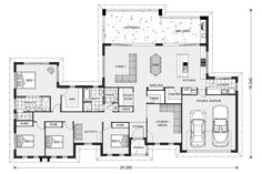 the floor plan for a house with two car garages and an open living area