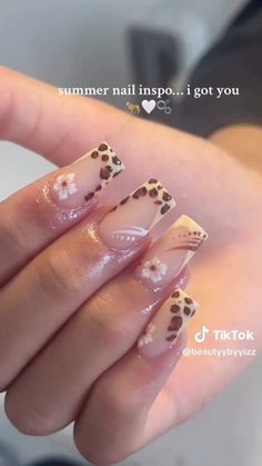 Leopard Print Nail Art, Leopard Print Nail, Print Nail Art, Holiday Acrylic Nails, Acrylic Toe Nails